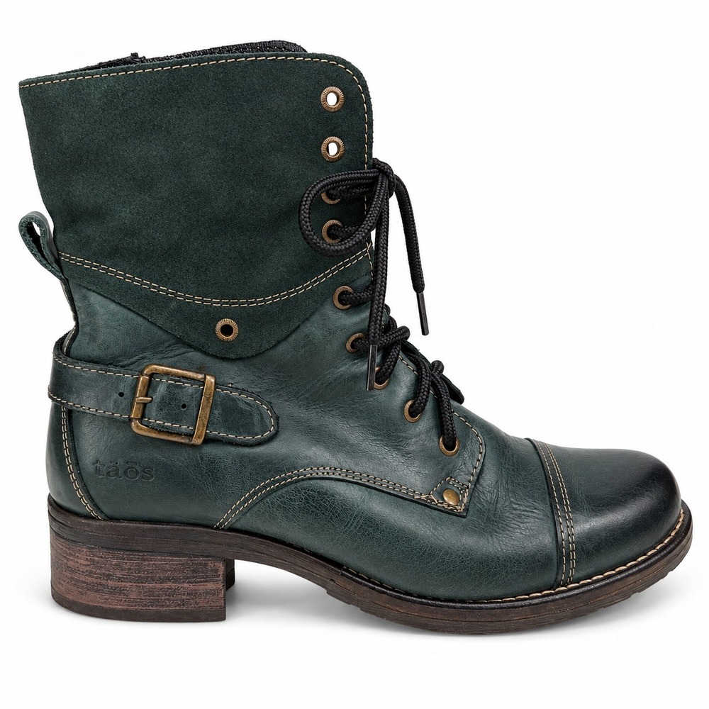 Taos 10-10.5 Crave Teal Leather Suede Combat Moto Boots Portugal Grunge Punk